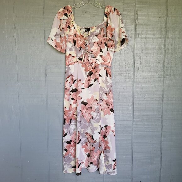 Milk & Honey Dresses & Skirts - Milk & Honey Floral Print Front Tie Waist Cutout Dress. Size S